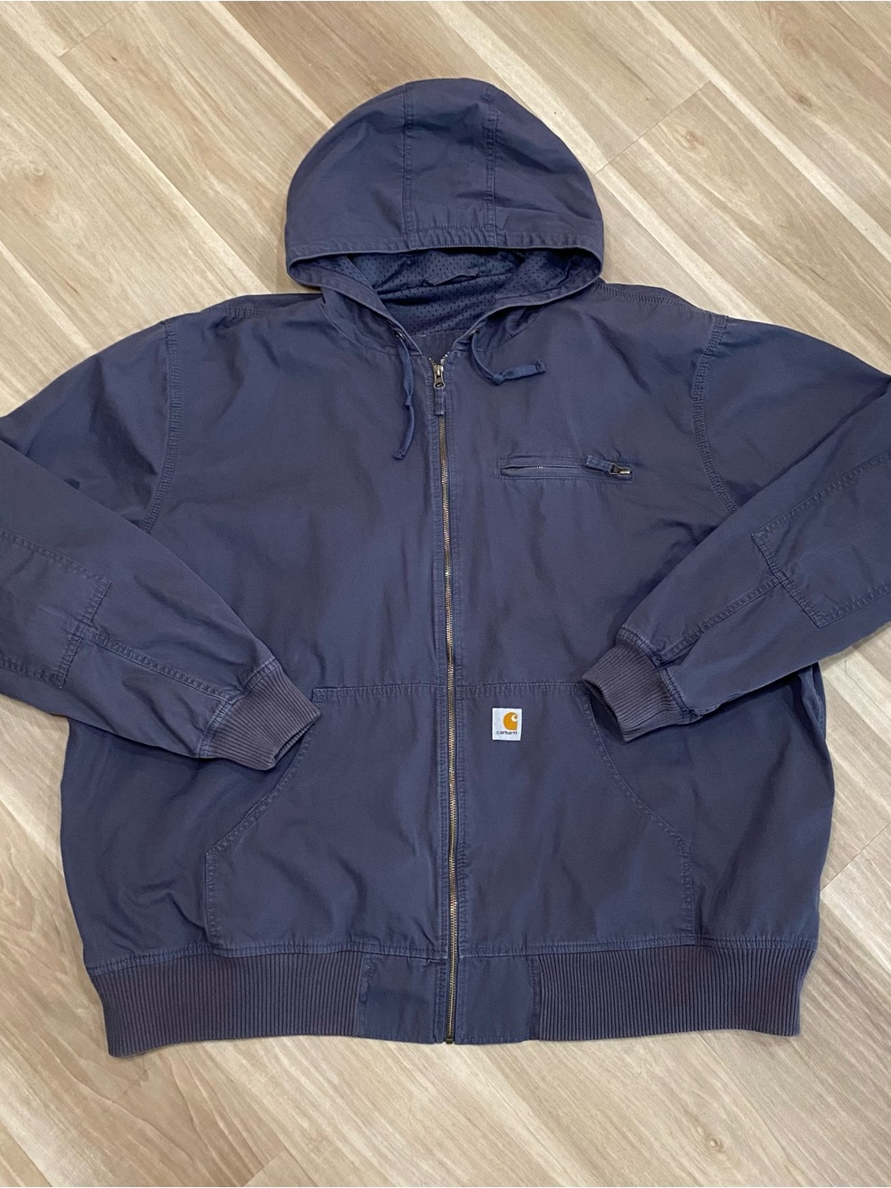 Carhartt Jacket Mens 4XL Grey Slate Blue Canvas Hooded Bomber Work Coat Zip 4X